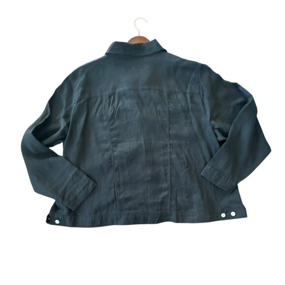 Jones New York Black Linen Jacket Women 3X Button Front Trucker Denim-Style NWOT - Picture 4 of 4